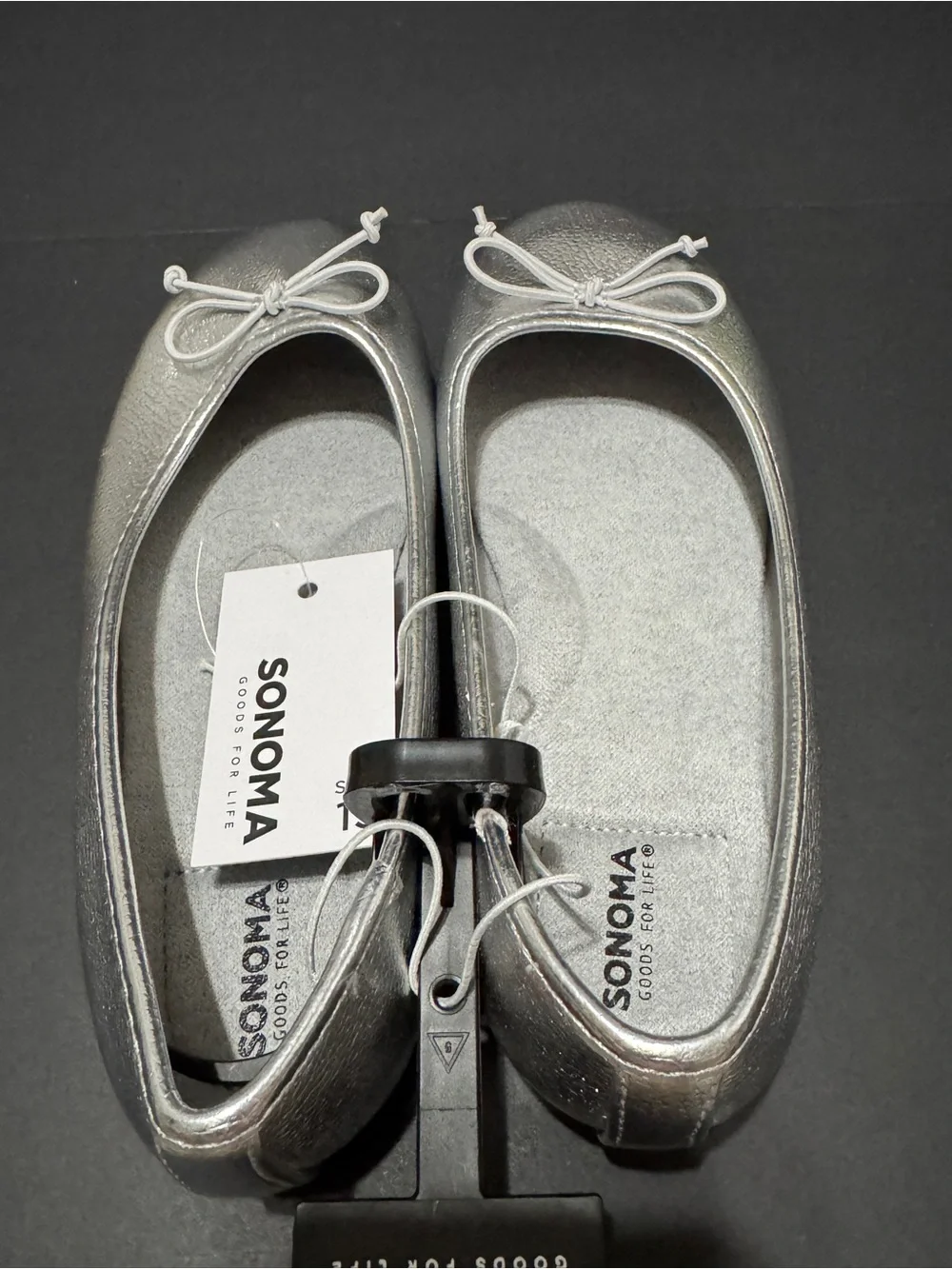 Sonoma Metallic Silver Bow Ballet Flats